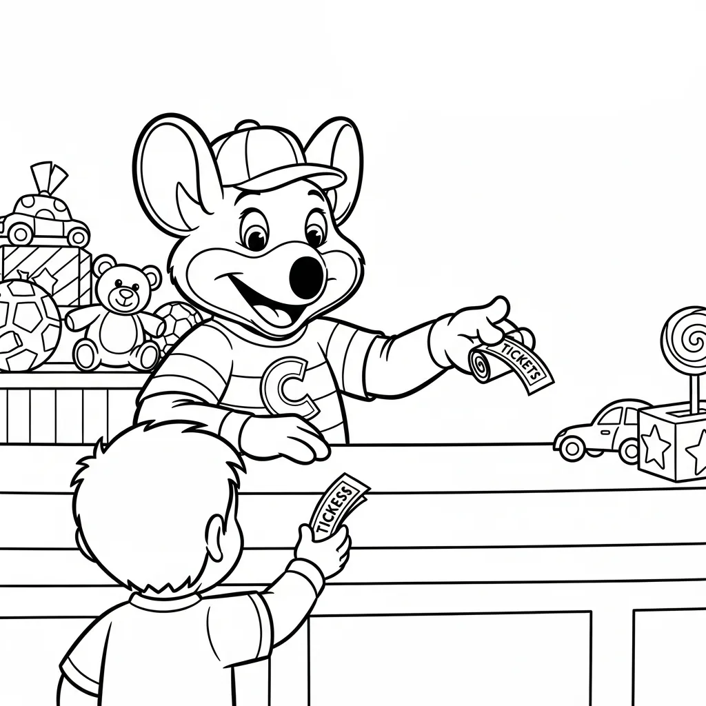 Chuck E. Cheese 14 para colorear para niños para imprimir gratis