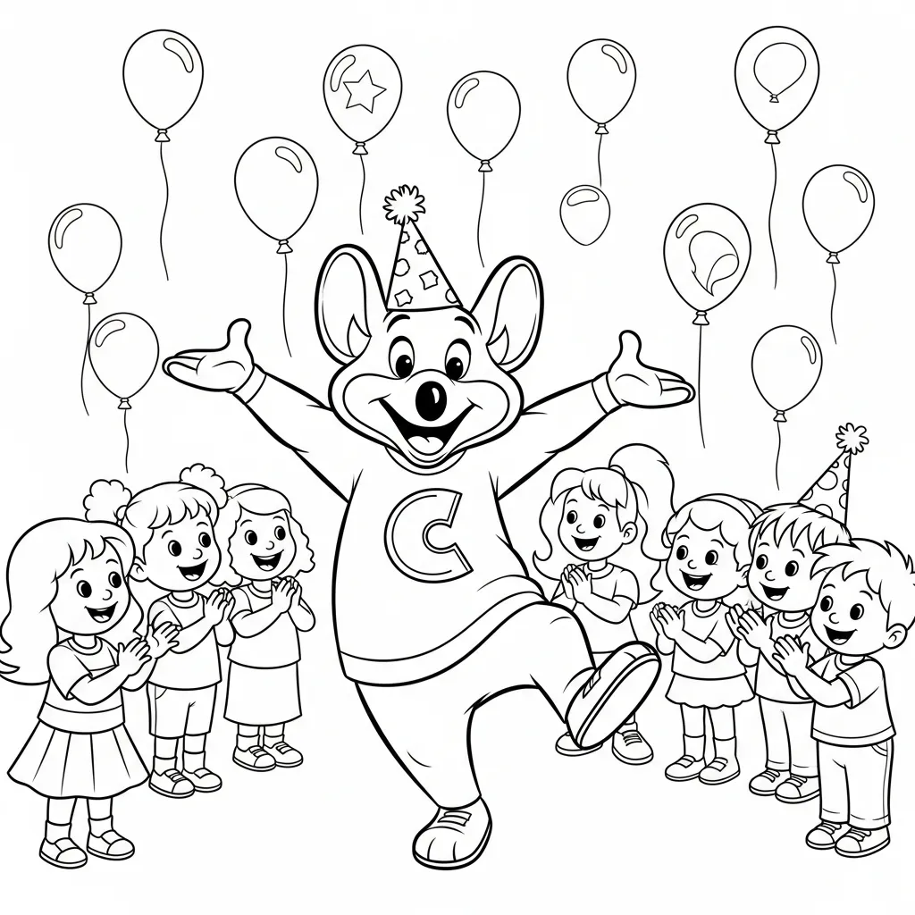 Chuck E. Cheese 18 para colorear para niño de 7 años