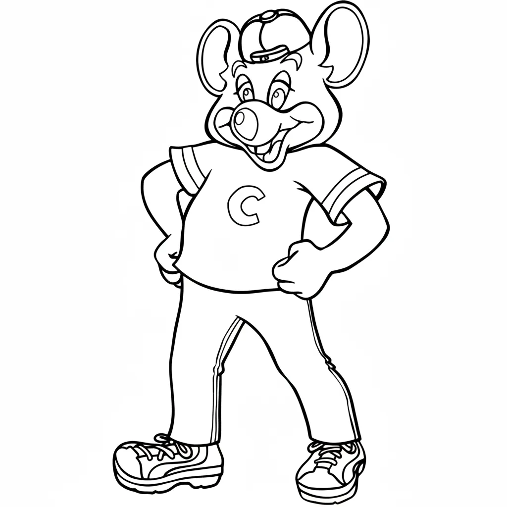 Chuck E. Cheese 3 para colorear para imprimir para niño de 8 años