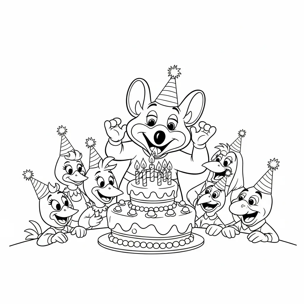imagen de Chuck E. Cheese 8 para colorear para niño