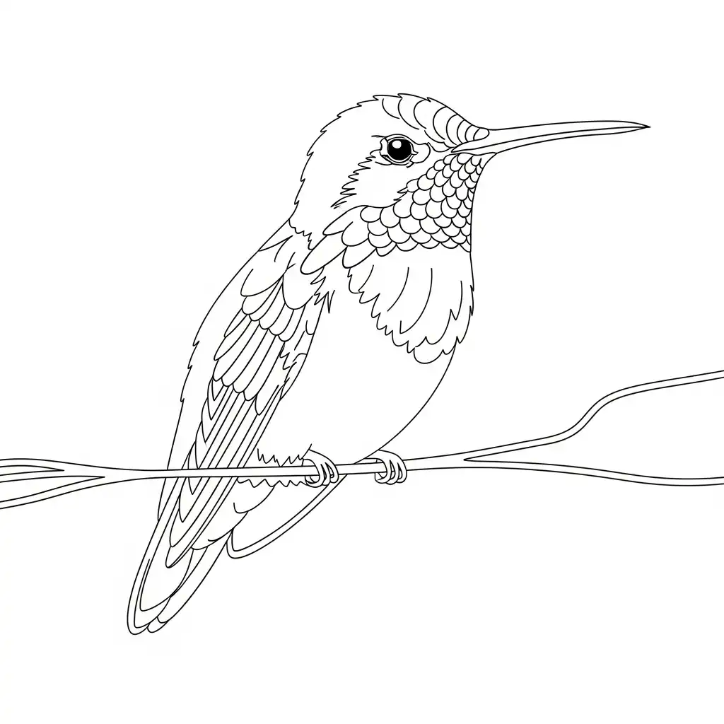 Colibri para colorear y recortar para imprimir gratis 1