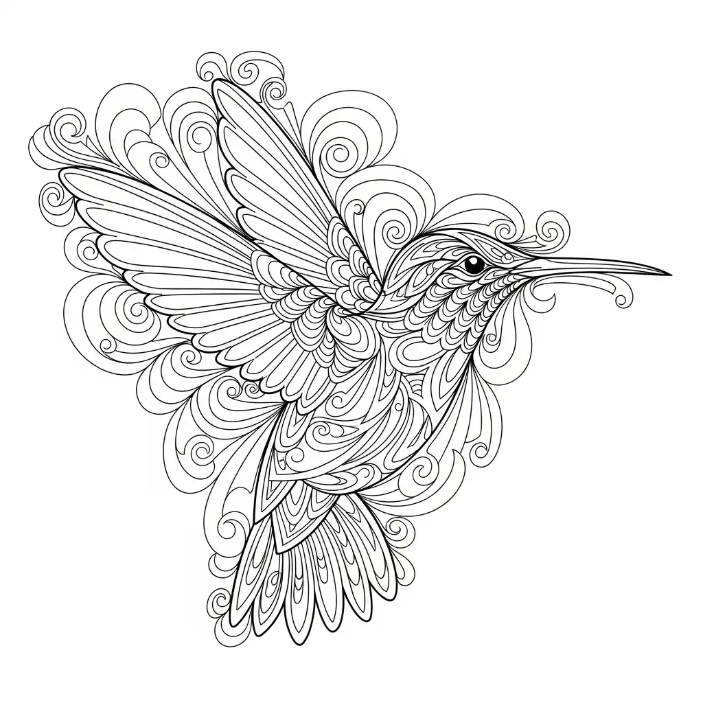 Colibri para colorear para imprimir kawaii