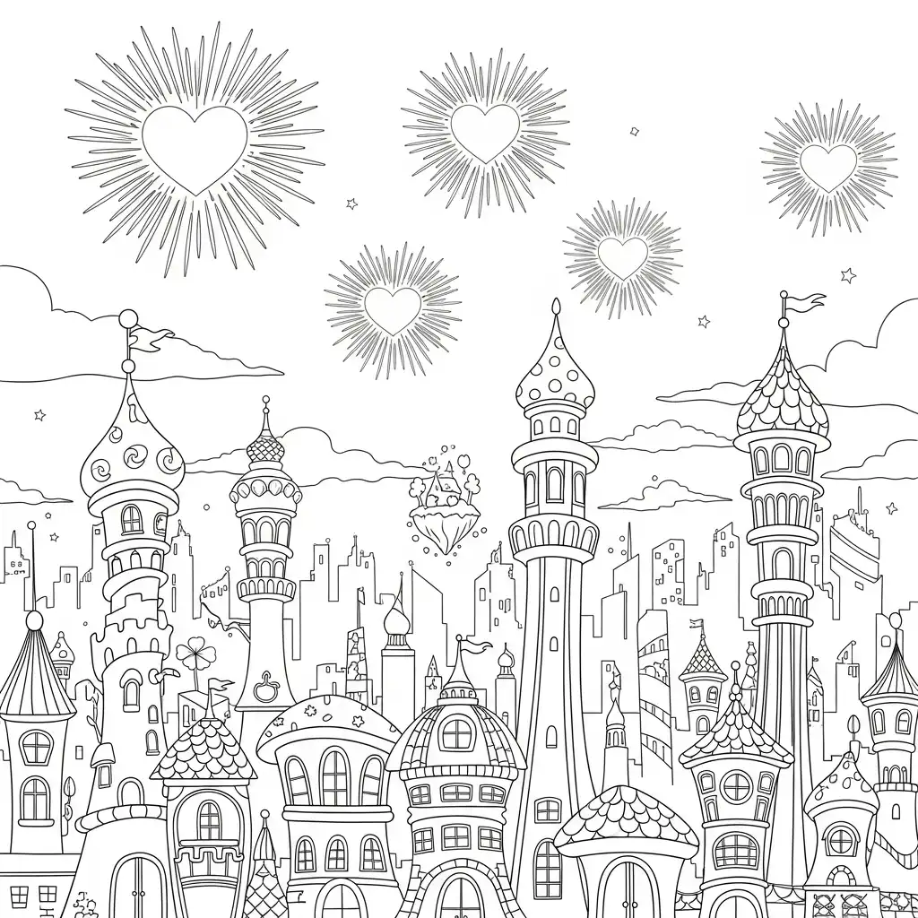 Día de San Valentín para colorear para primaria