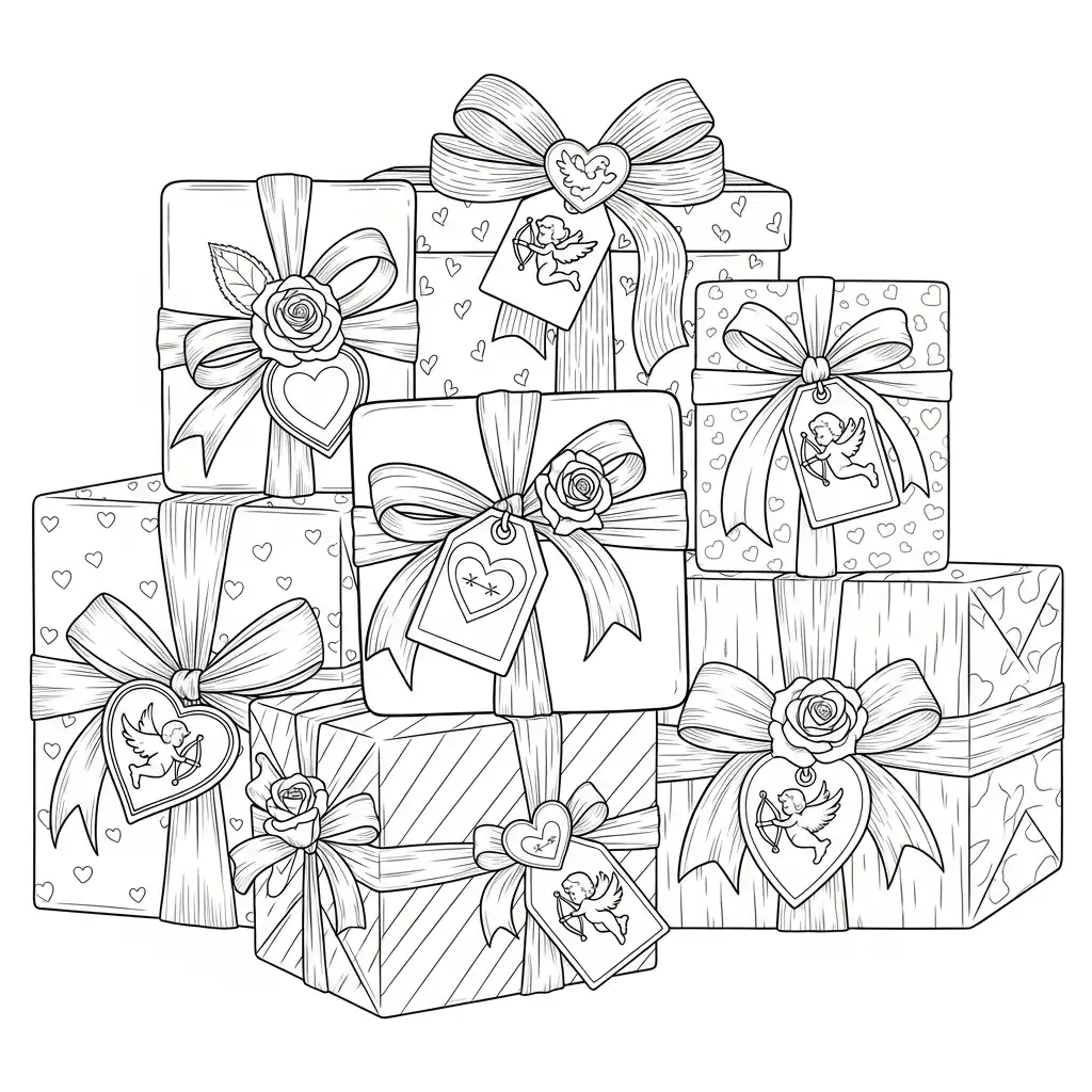 Día de San Valentín para colorear para imprimir gratis 1