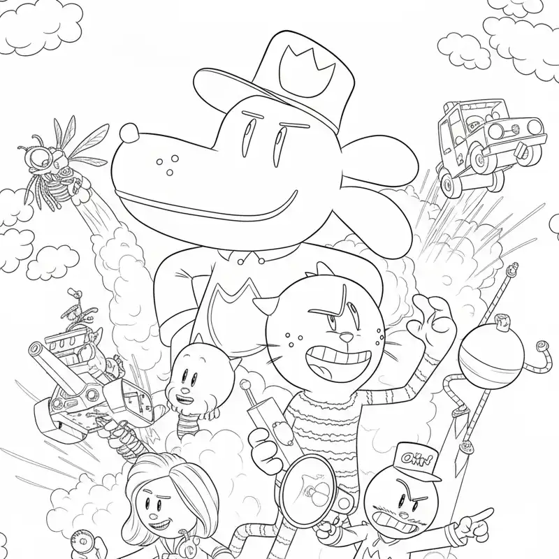 Dog Man para colorear para imprimir para niño de 8 años