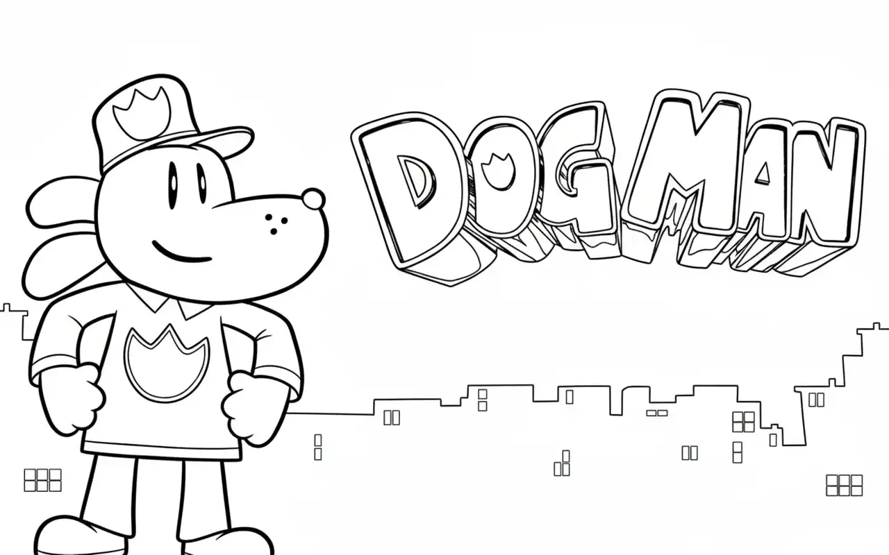 Dog Man para colorear para niño para imprimir gratis