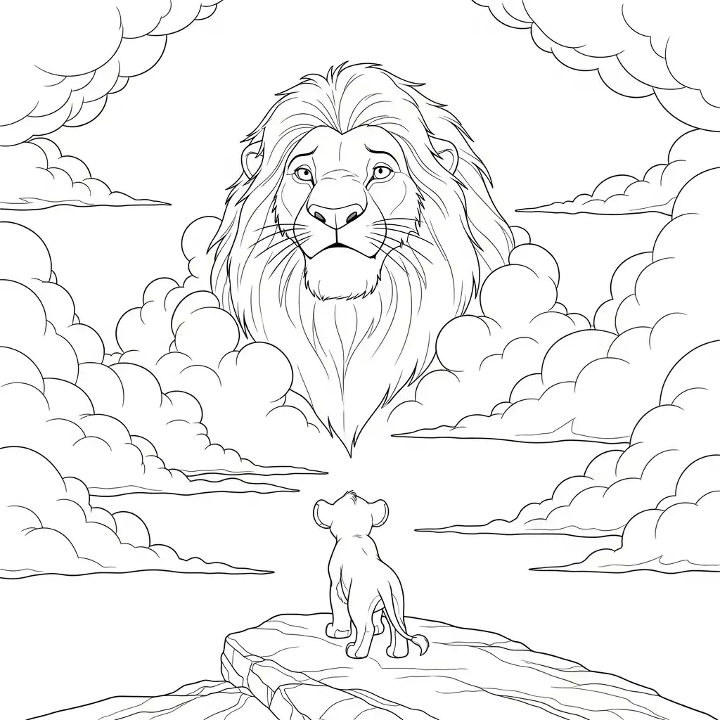 El Rey León para colorear educativo para niño