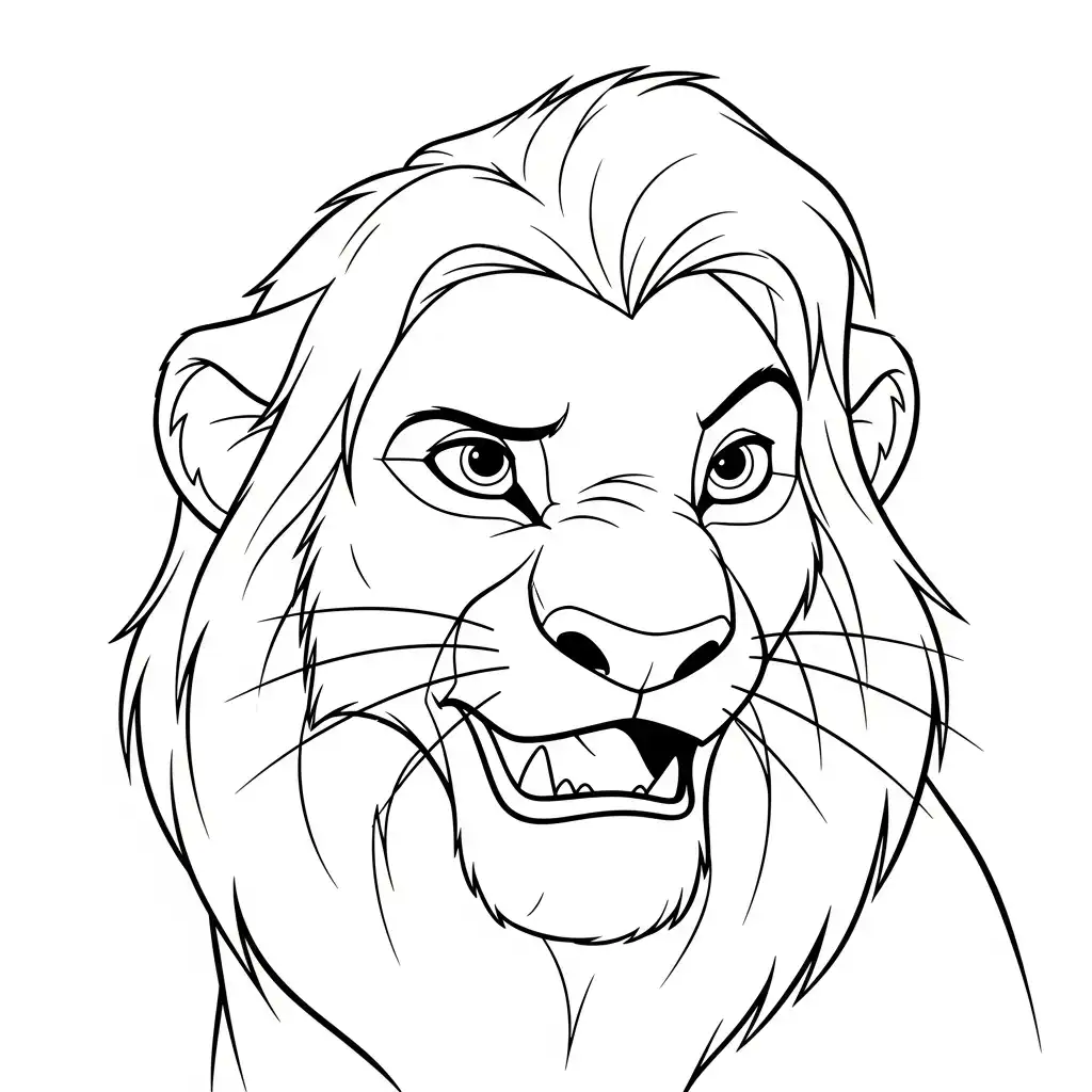 El Rey León para colorear educativo para niño 1