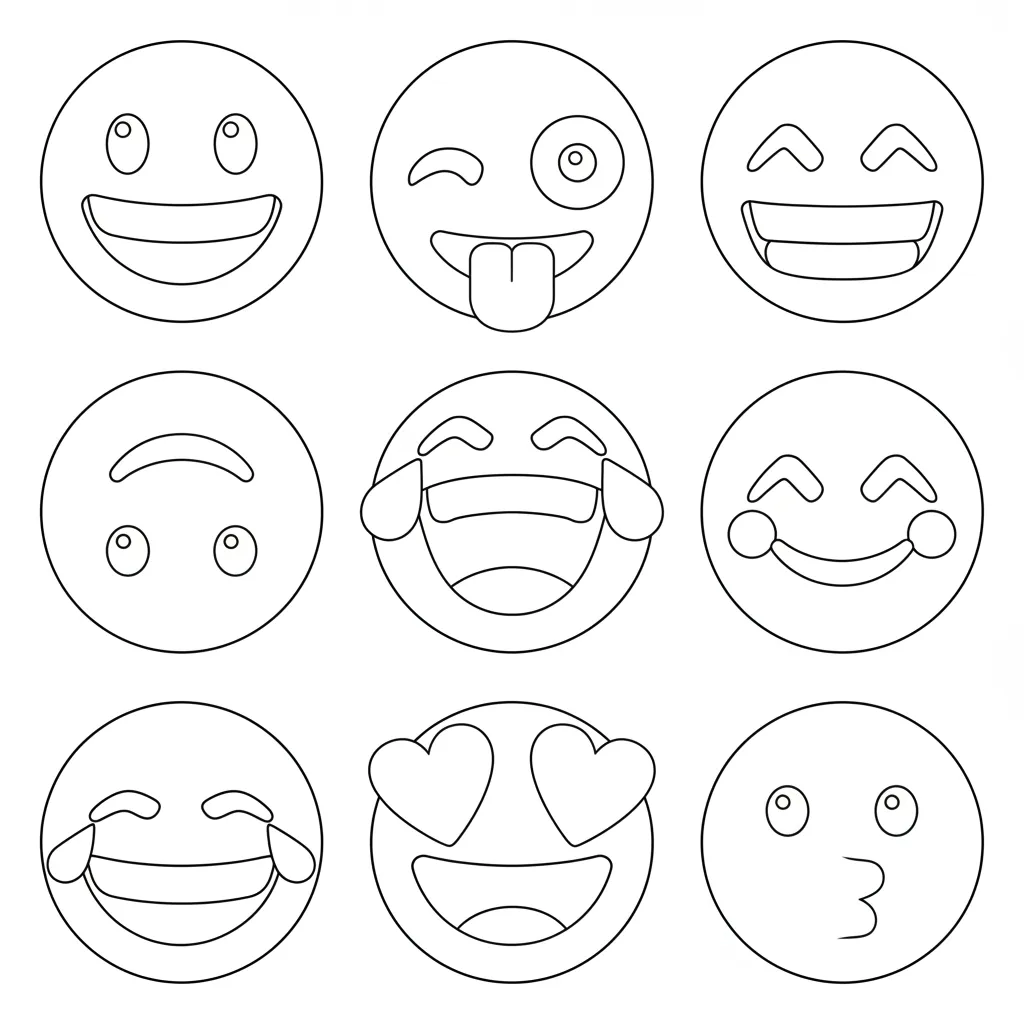 Emoji 5 para colorear para imprimir a4