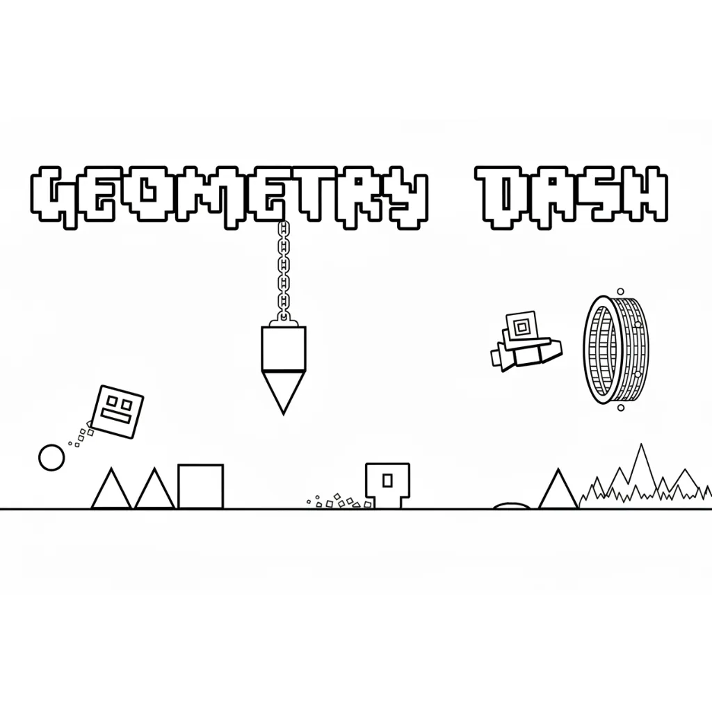 Geometry Dash 12 para colorear para niños para imprimir gratis