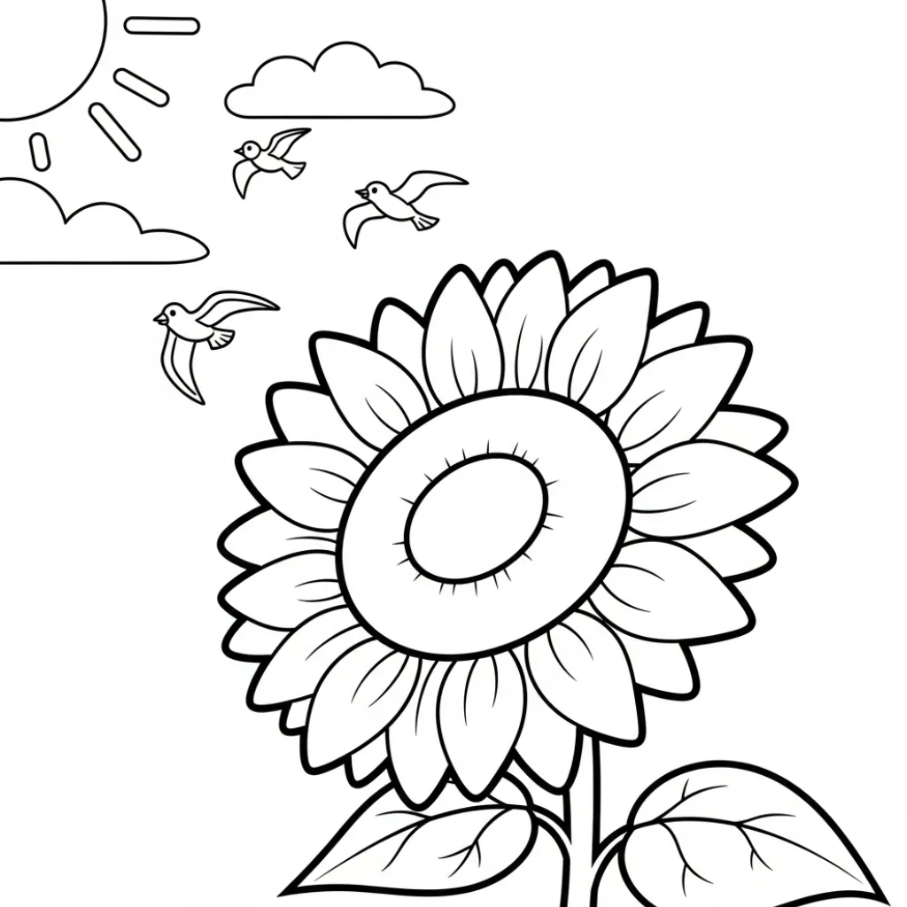 Girasol 2 para colorear gratis para imprimir