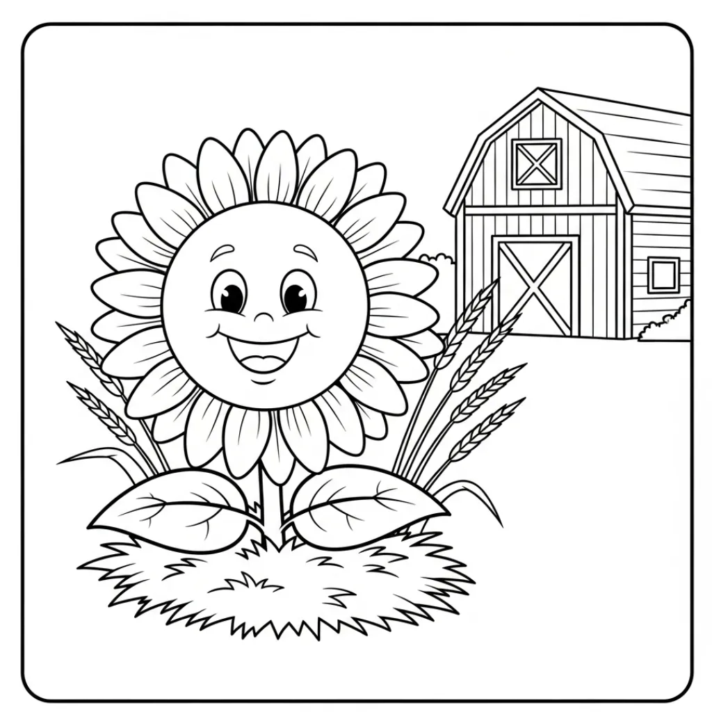 Girasol 3 para colorear para niños para imprimir