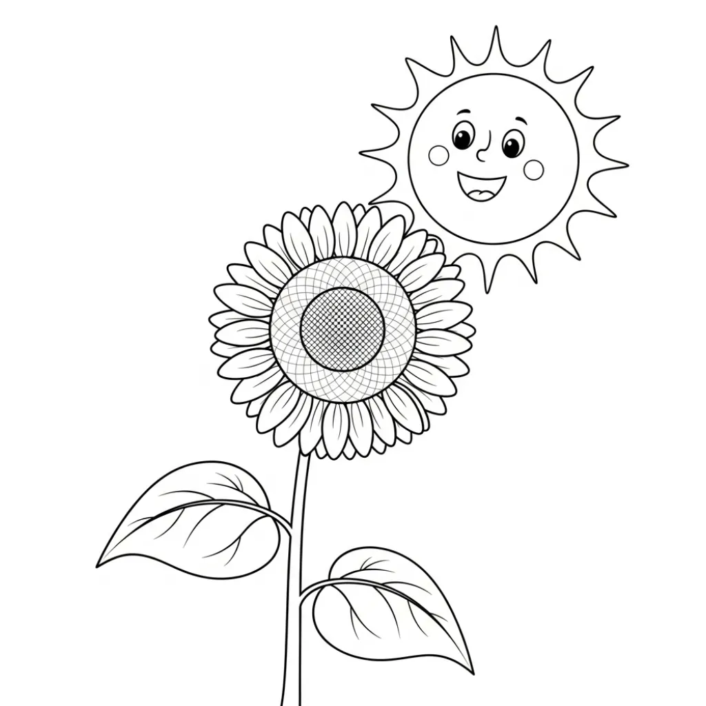 Girasol 5 para colorear para niño de 5 años