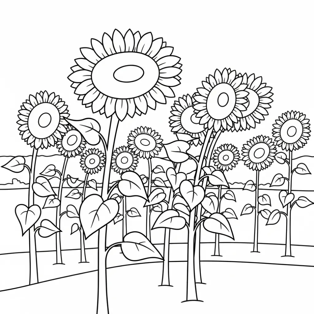 Girasol 6 para colorear gratis para niños