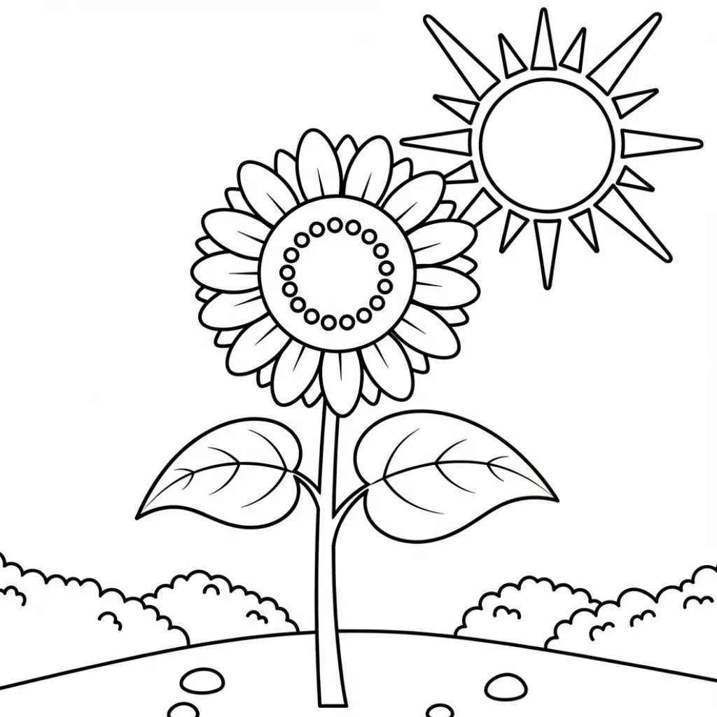 Girasol 7 para colorear y recortar para imprimir