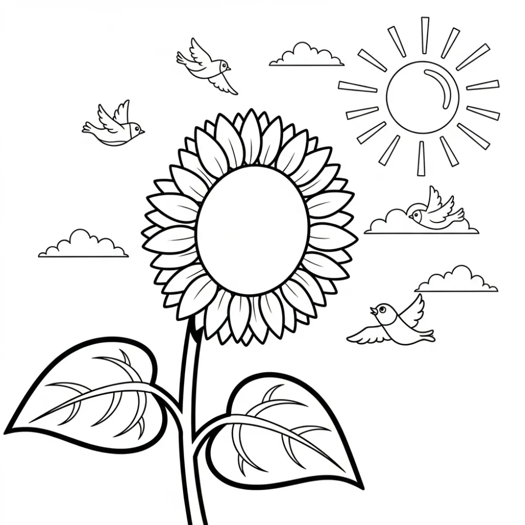 Girasol 9 para colorear para bebé para imprimir