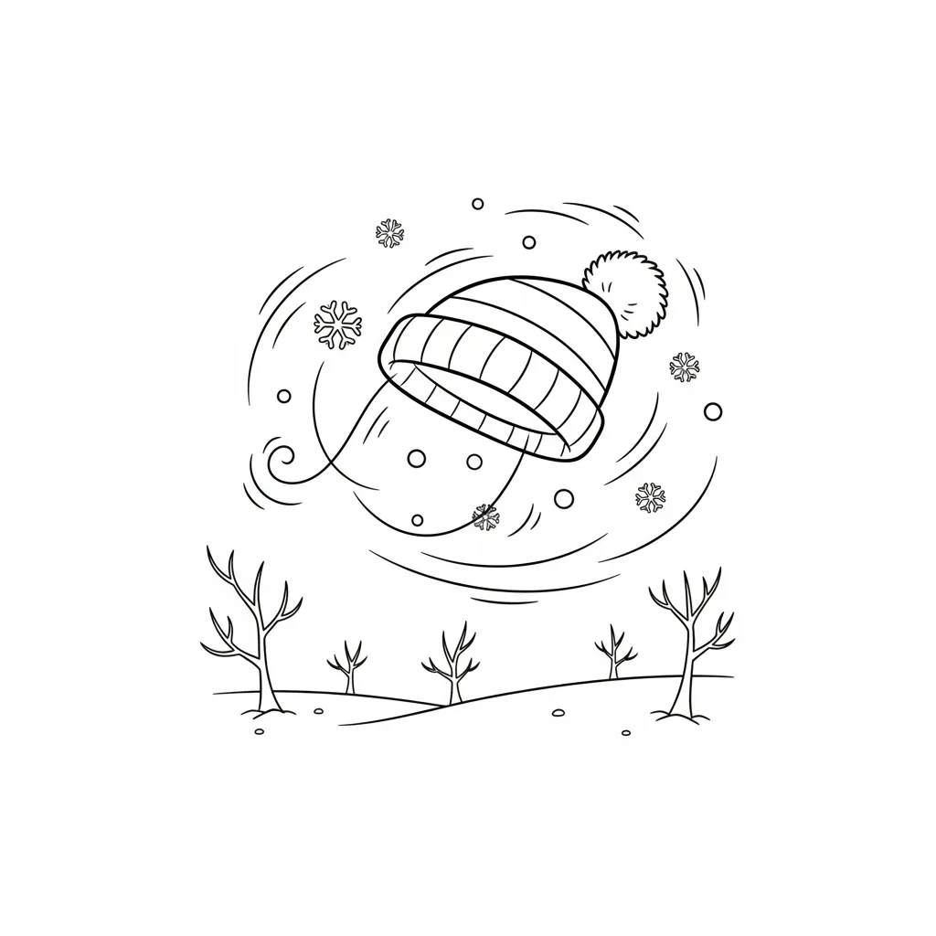 Gorro De Invierno 2 para colorear y recortar para imprimir