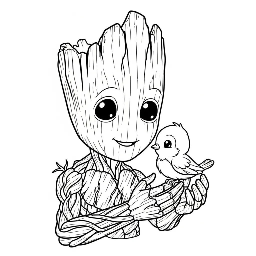 Groot 1 para colorear para niño de 6 años