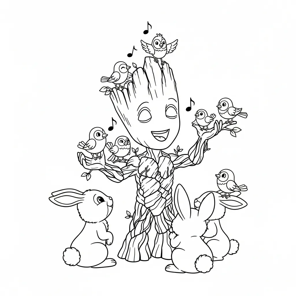 Groot 14 para colorear para imprimir para niño de 12 años