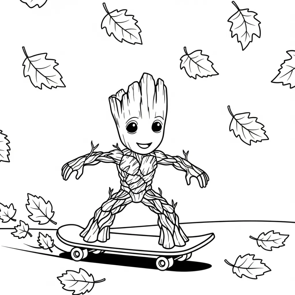 Groot 16 para colorear para imprimir para niño de 4 años
