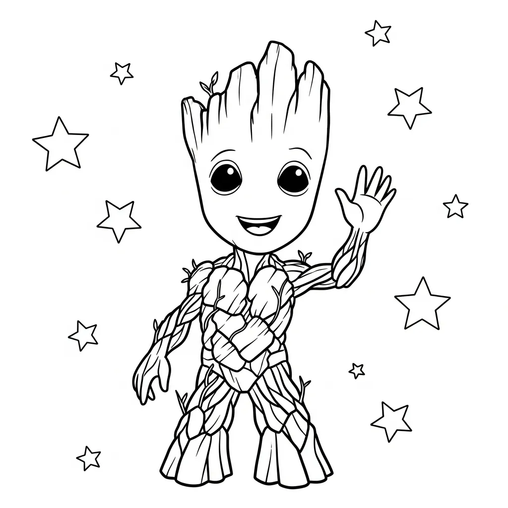 imprimir Groot 17 para colorear para niño