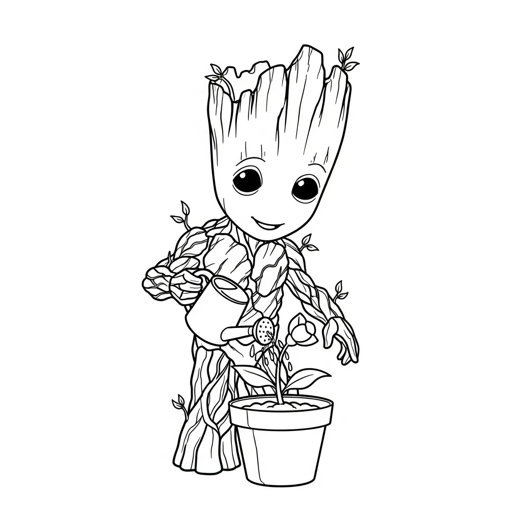 Groot 18 para colorear para niños para descargar