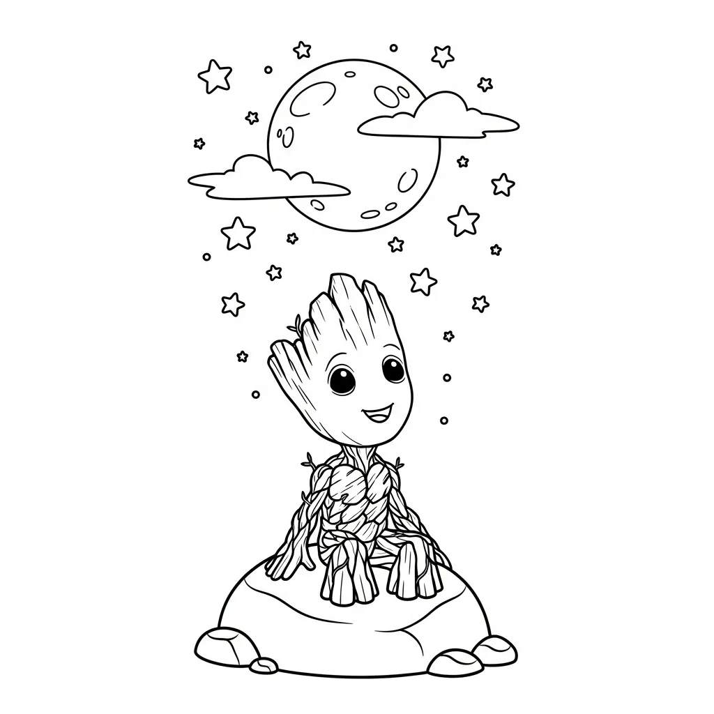 Groot 3 para colorear para imprimir para niño de 12 años