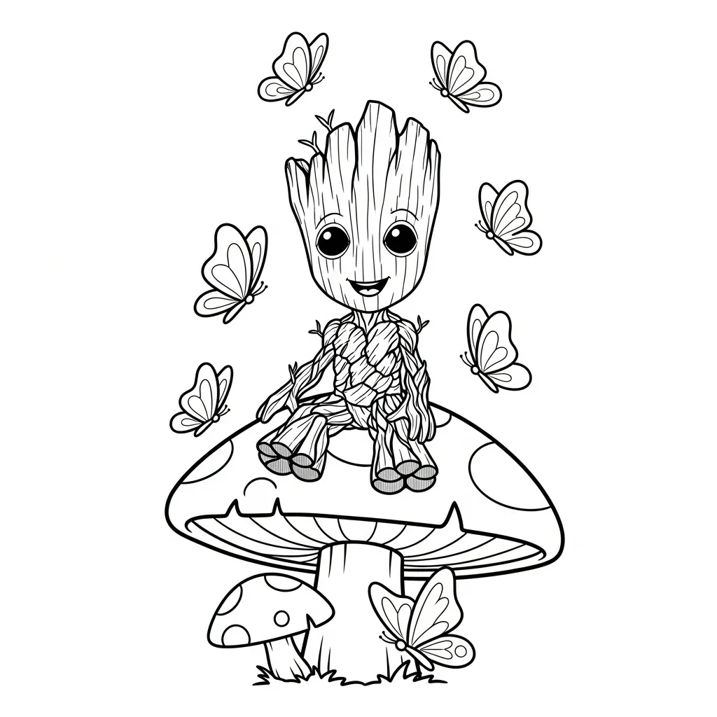 Groot 8 para colorear para imprimir para niño de 7 años