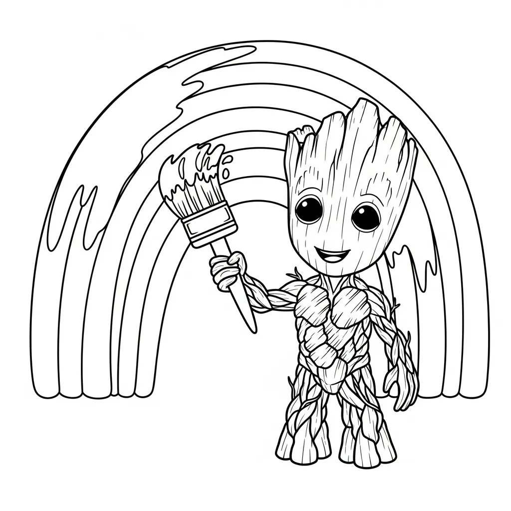 Groot 9 para colorear para imprimir para niño de 9 años