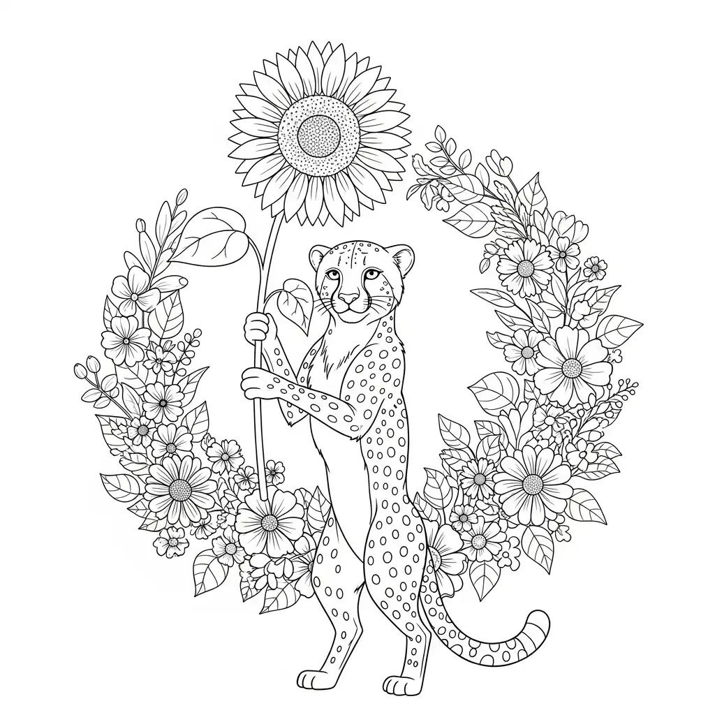 Guepardo para colorear para imprimir para niño de 4 años