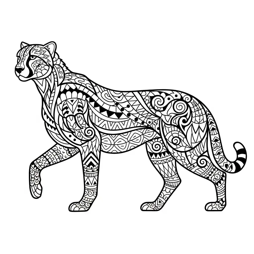 Guepardo para colorear para imprimir para niño de 3 años 1