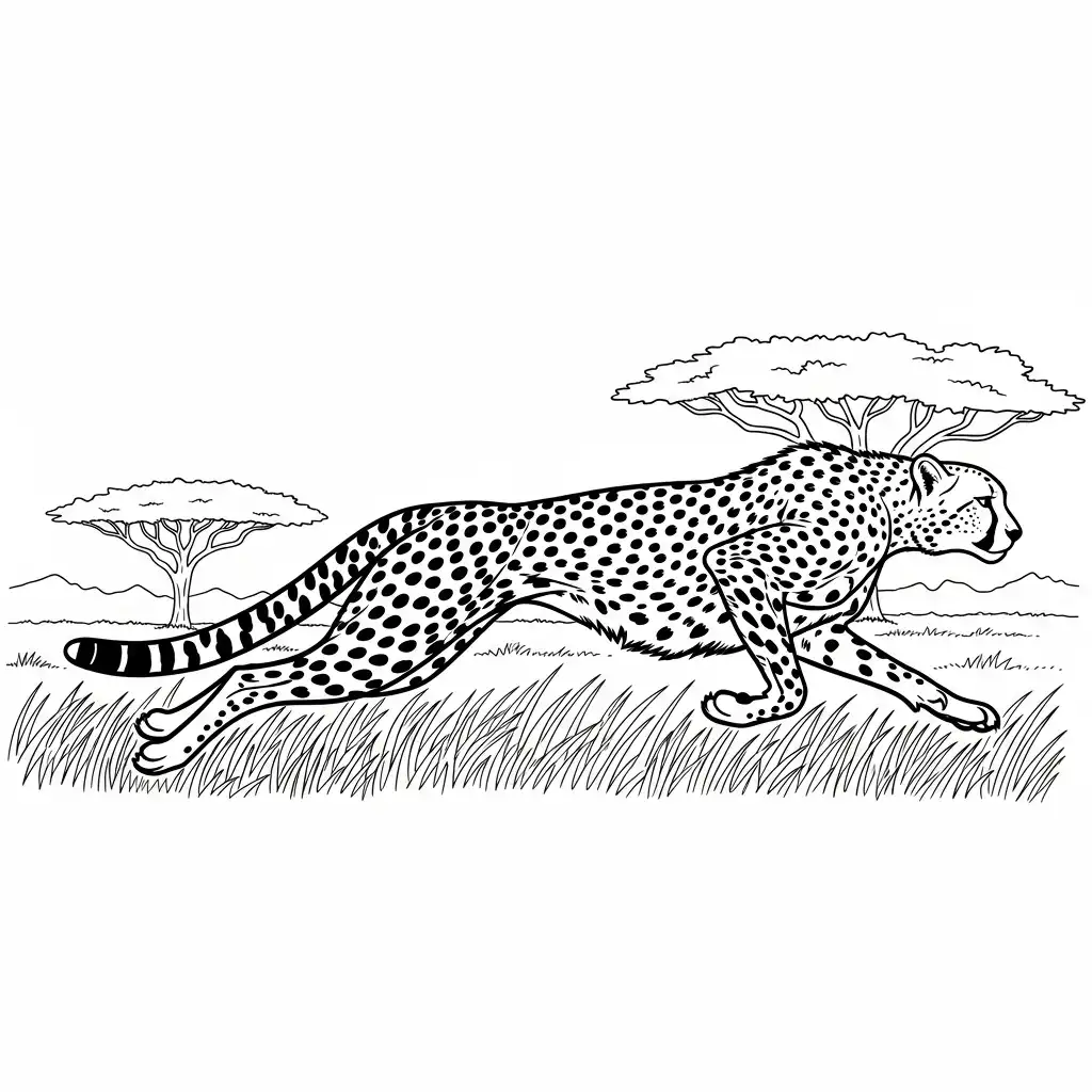 Guepardo para colorear y recortar para imprimir gratis