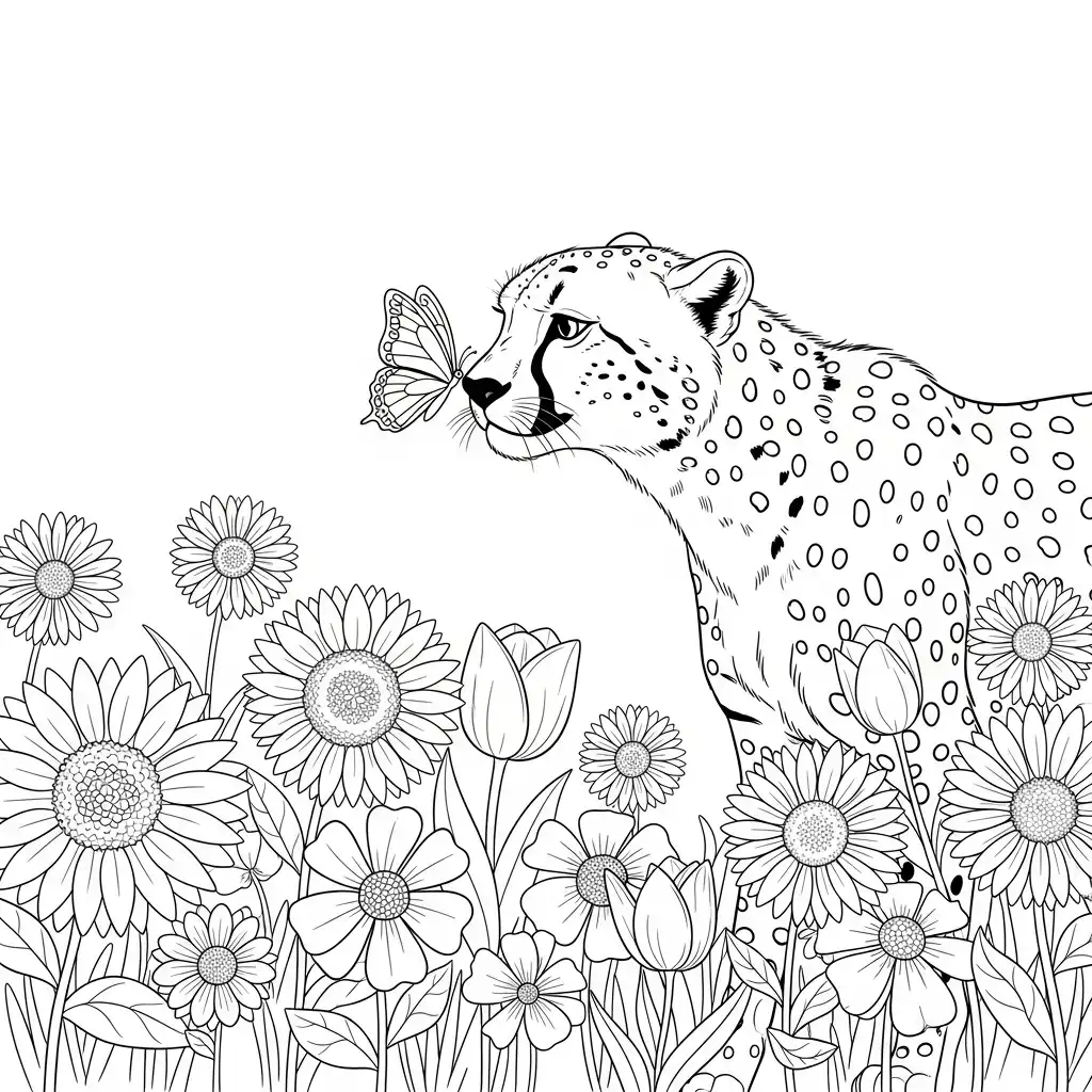 Guepardo de niño para colorear para imprimir