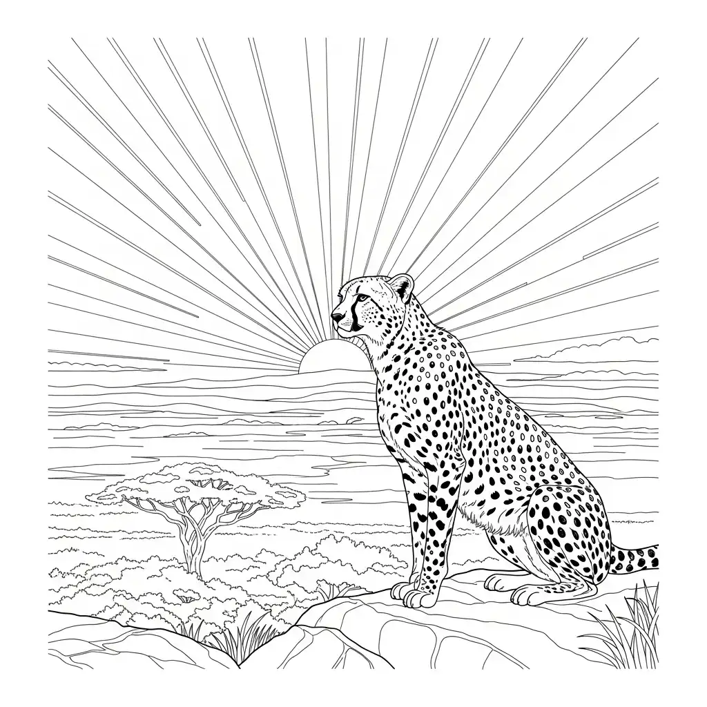 Guepardo para colorear para imprimir para niño de 3 años