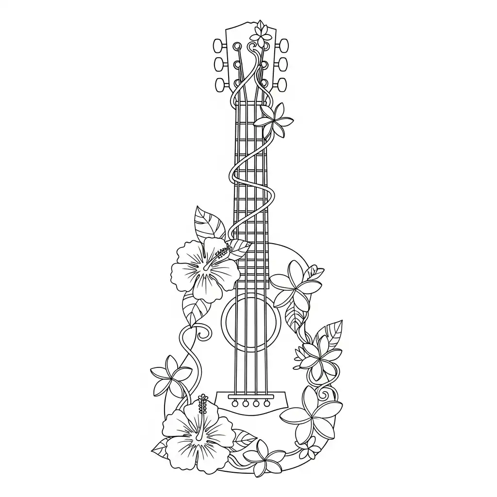 Guitarra para colorear para imprimir gratis 1