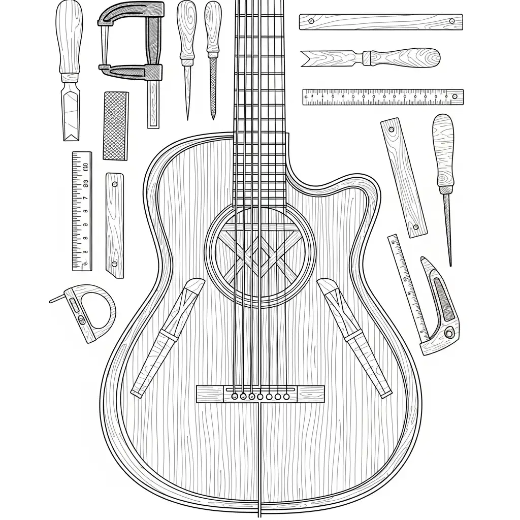 Guitarra para colorear en línea 1