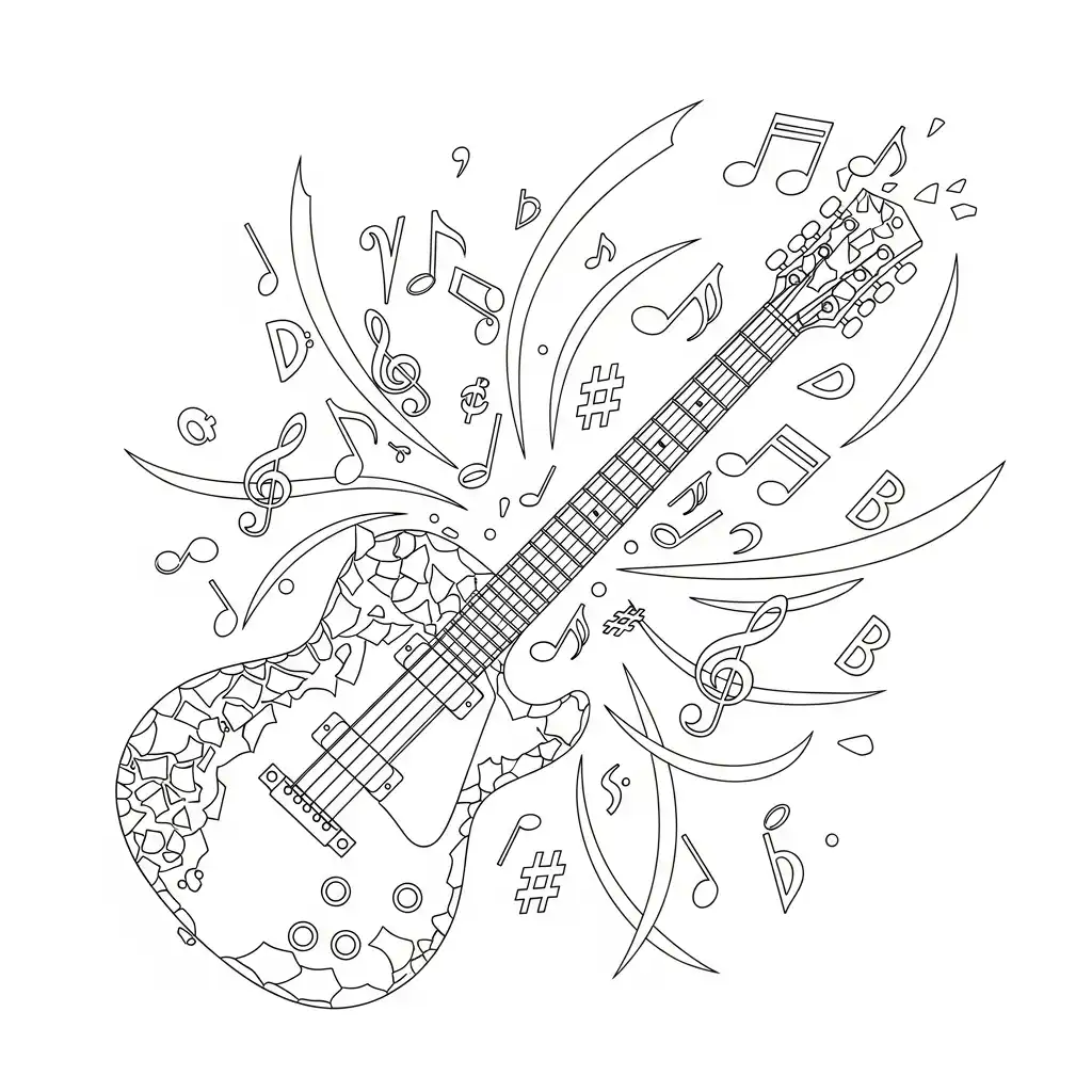 imprimir Guitarra para colorear