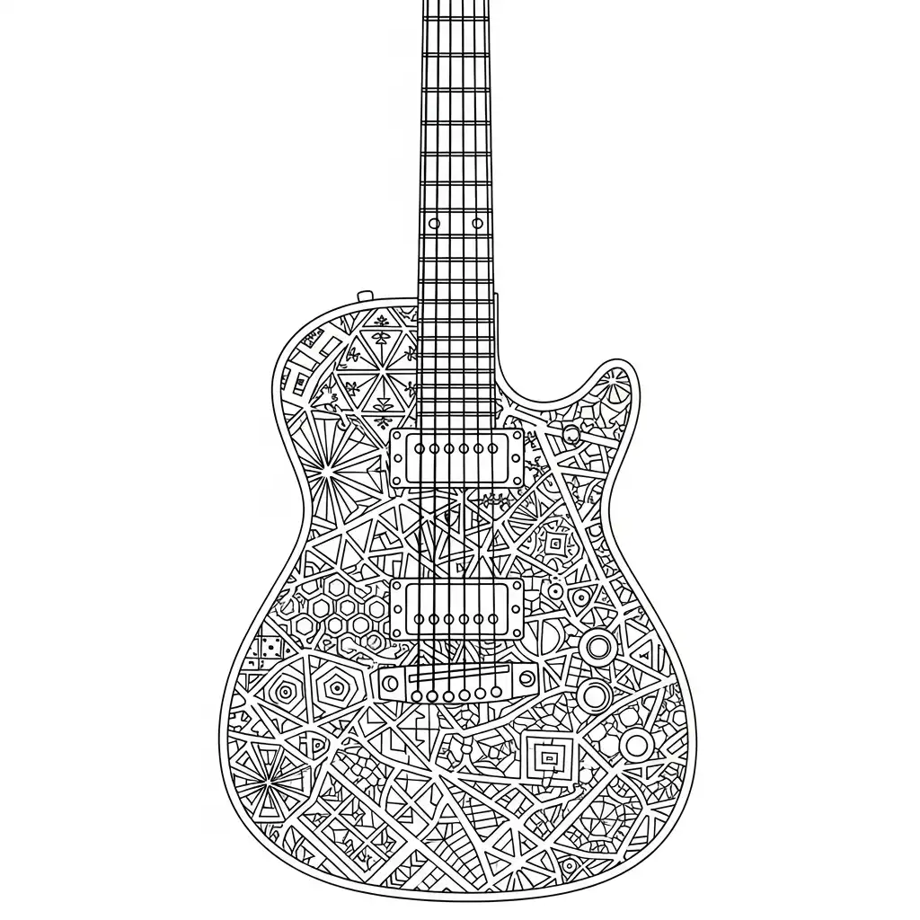 Guitarra para colorear para niño de 6 años