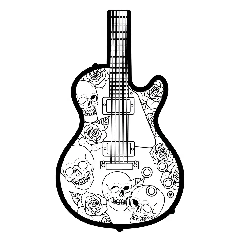 Guitarra para colorear para niño para imprimir gratis