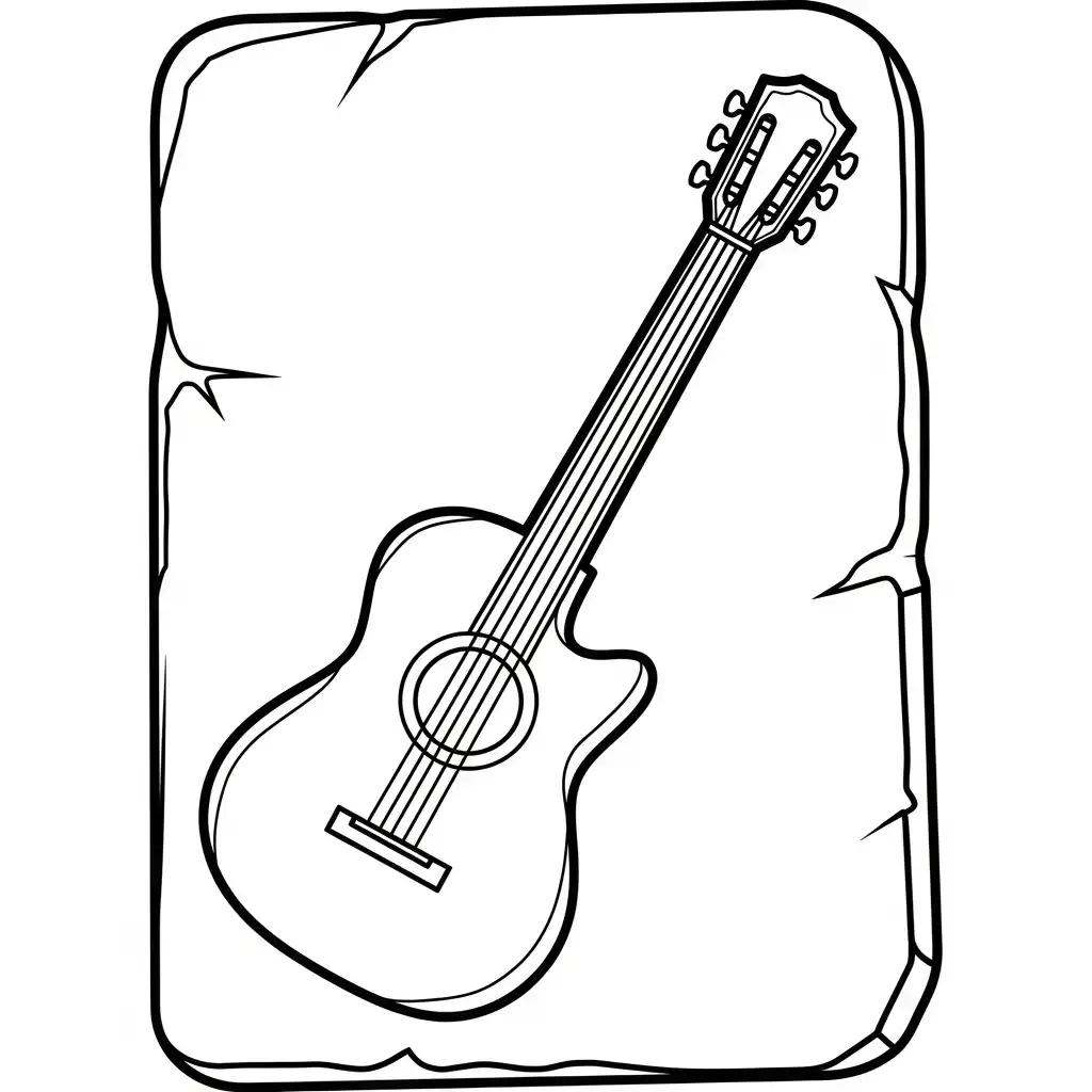 Guitarra para colorear educativo para niño