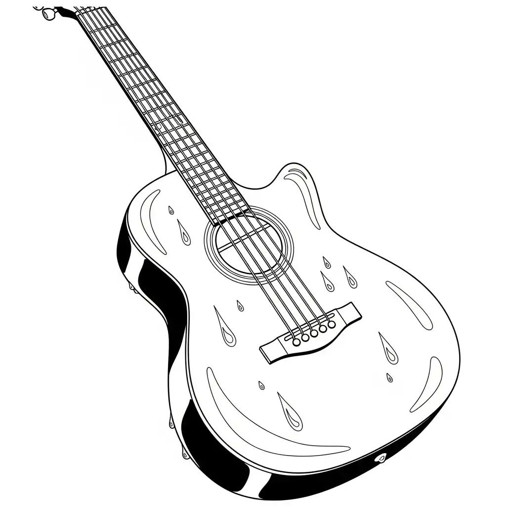 Guitarra para colorear para niños para imprimir