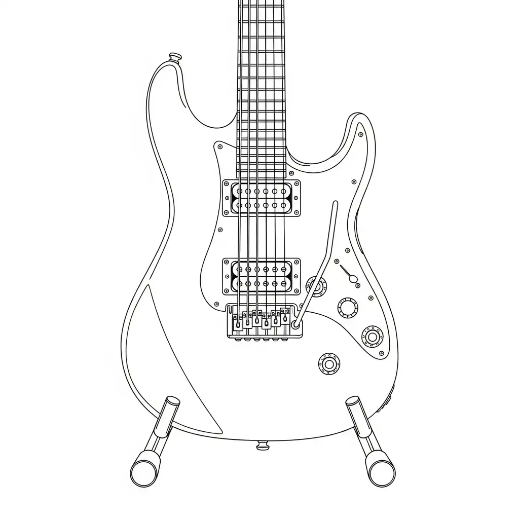 Guitarra para colorear para imprimir para niño de 2 años