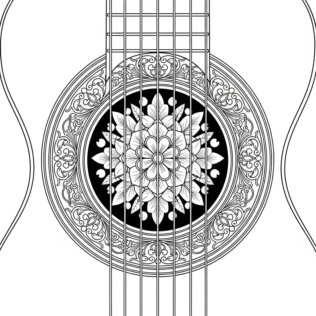 para imprimir Guitarra para colorear gratis