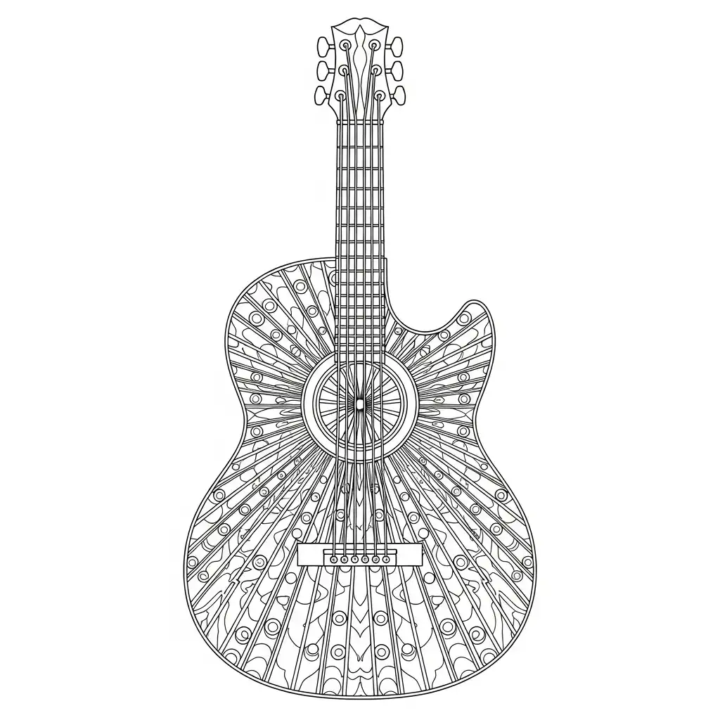 Guitarra para colorear para imprimir para niño de 12 años