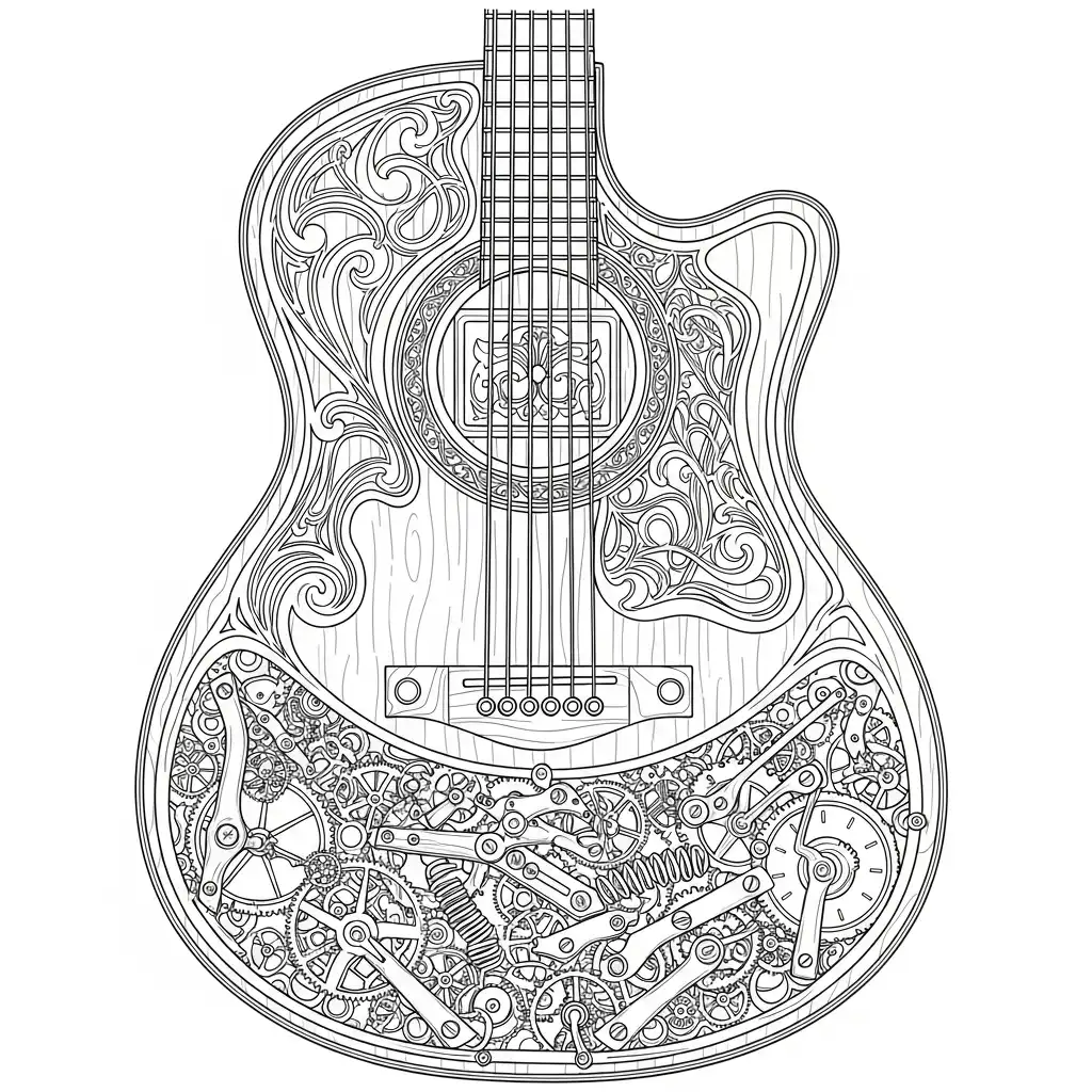 Guitarra para colorear y dibujos