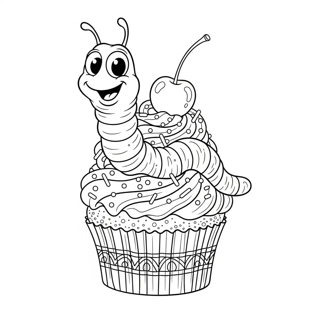 Gusano para colorear para imprimir para niño de 6 años