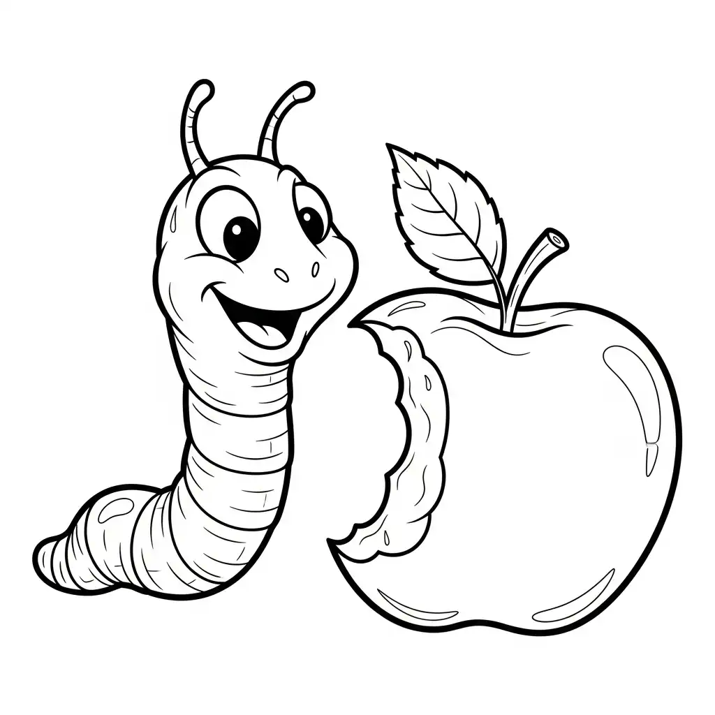 Gusano para colorear y dibujo para imprimir