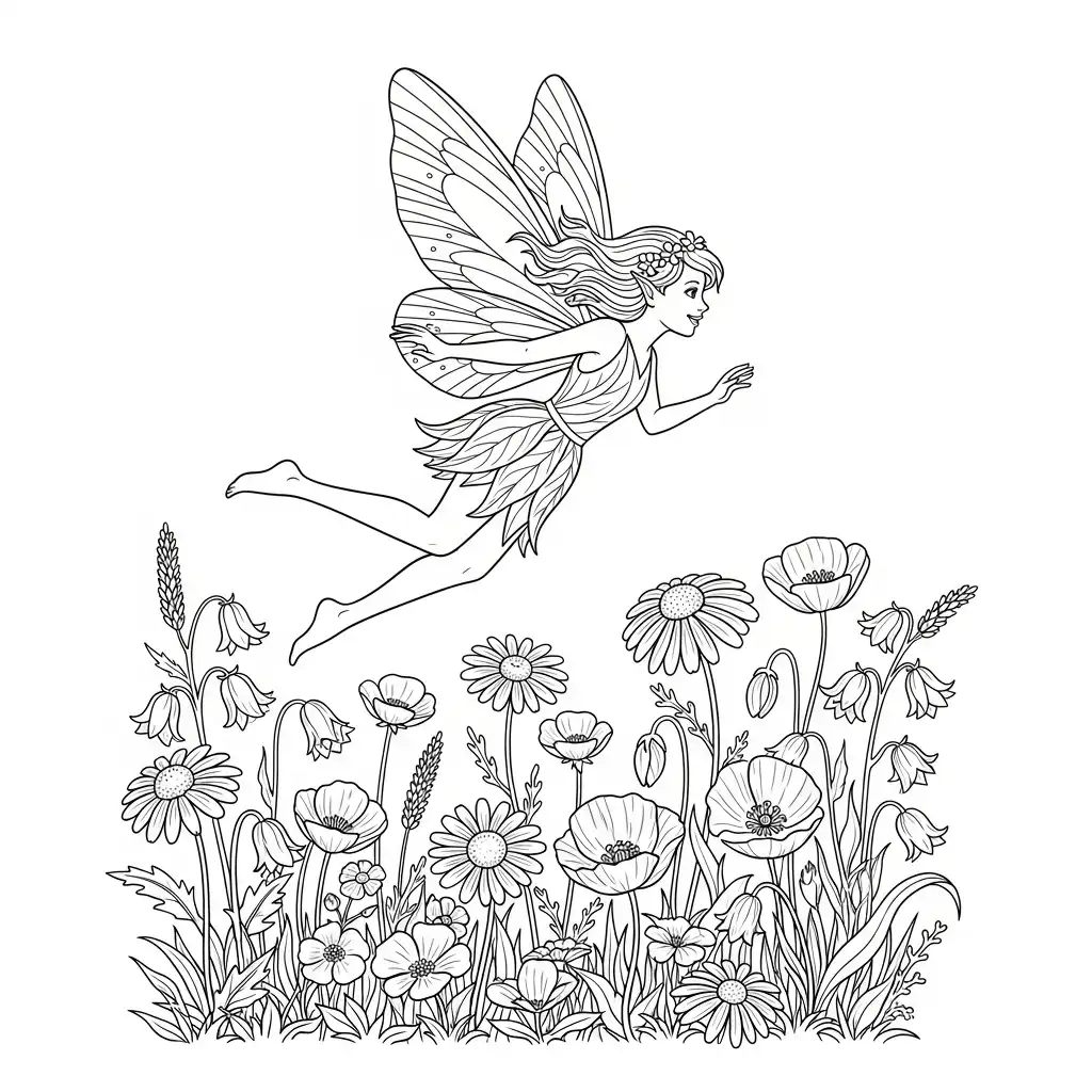 Hada para colorear para imprimir para niño de 4 años