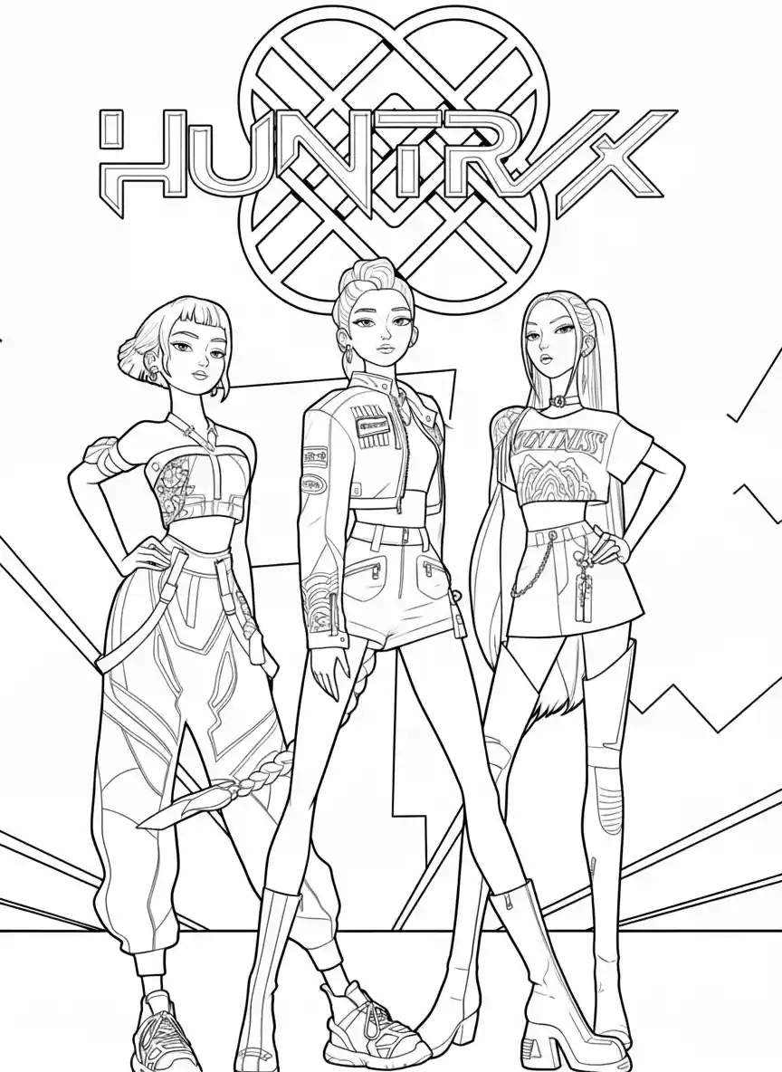 Huntrix para colorear para imprimir gratis pdf