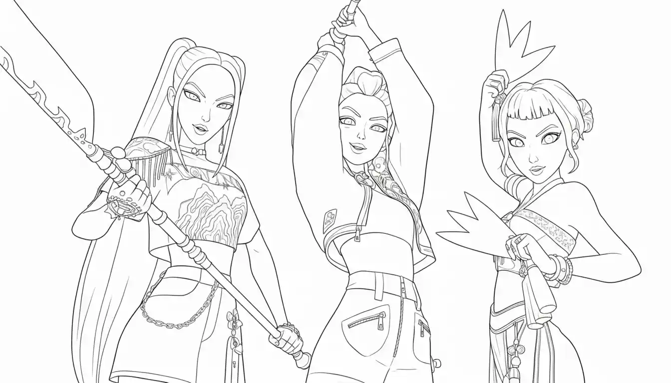 Huntrix para colorear en línea gratis